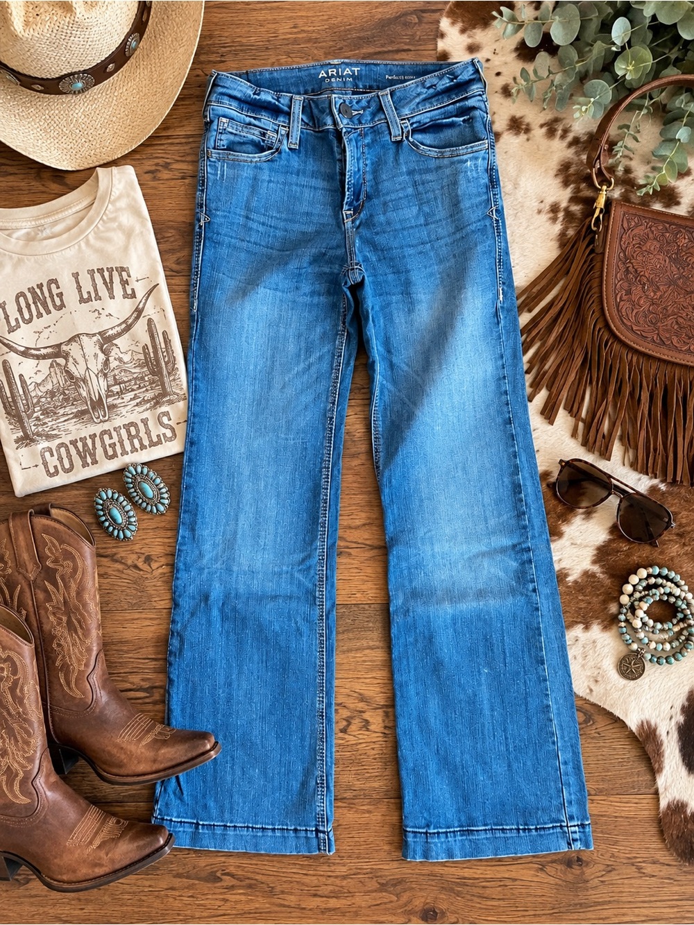 Ariat Medium Blue Wide-Leg Women's Jeans